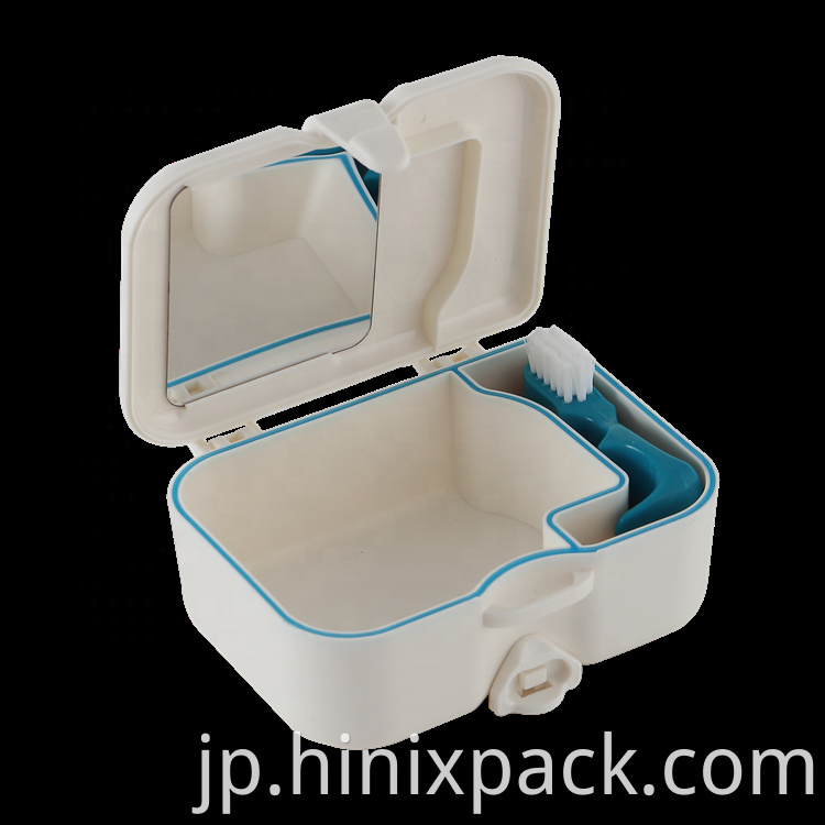 Denture storage Box with brush and mirror